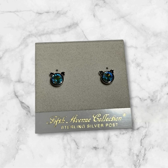 🇨🇦🆕5th Avenue Blue Swarovski Crystal Cat Earrings - Picture 5 of 10